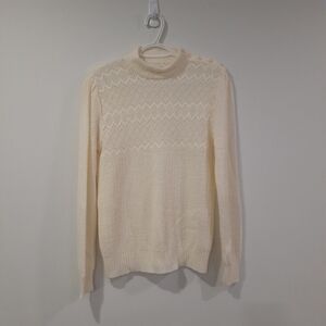 Vintage Romantic Lightweight Semi Sheer Mock neck Sweater